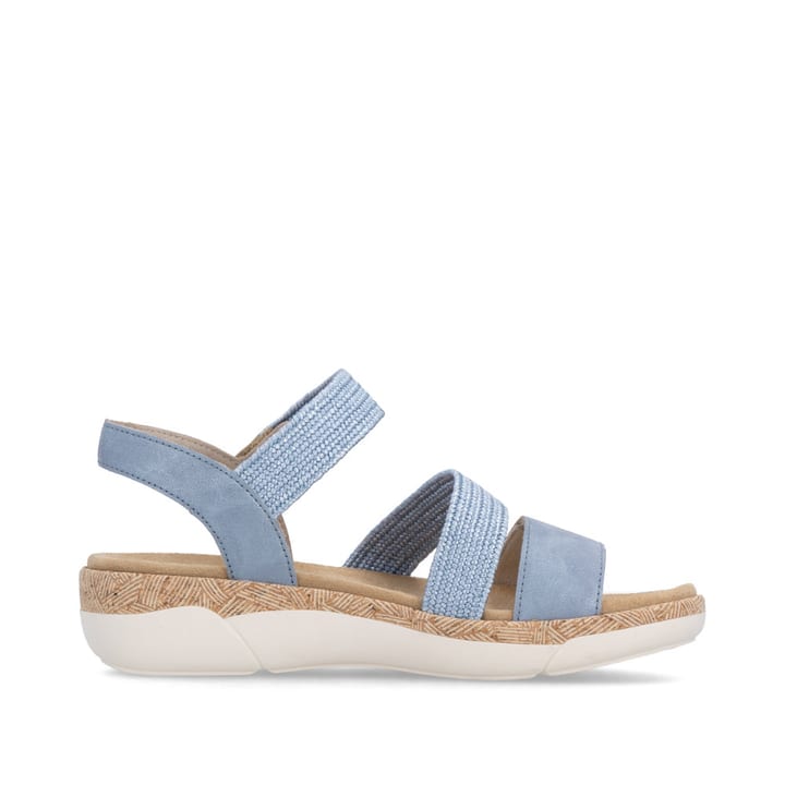 Blaue remonte Riemchensandalen R6861-12 mit einem Klettverschluss. Schuh Innenseite.