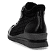 Schwarze remonte Damen Schnürstiefel R0773-05 mit einem Reißverschluss. Schuh von hinten.