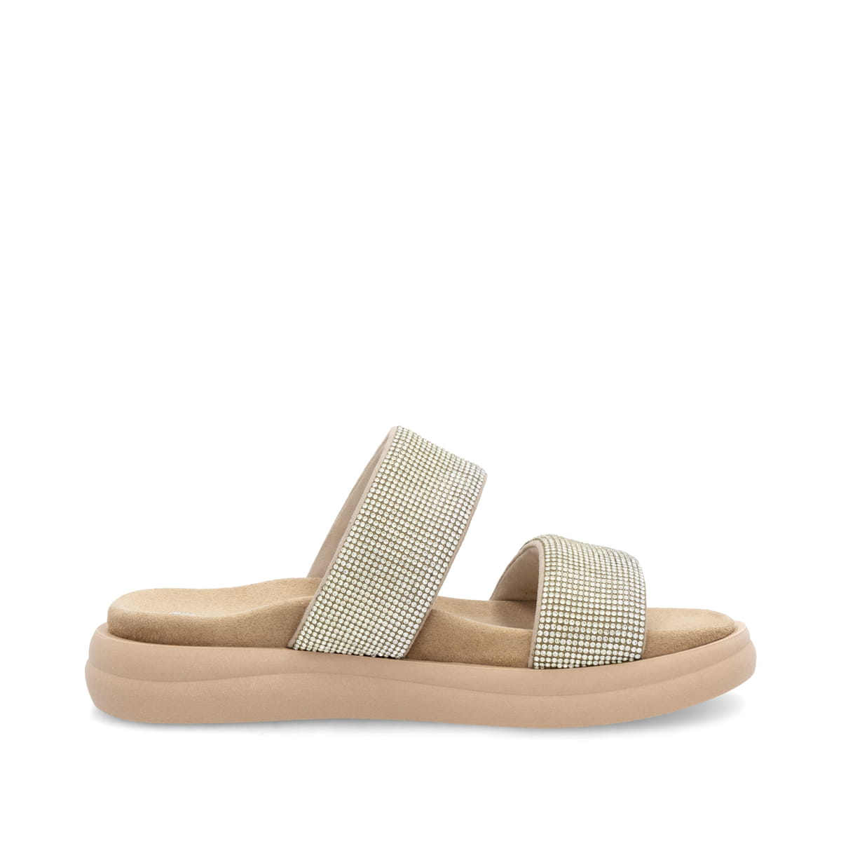 Metallische vegane remonte Damen Pantoletten D2N50-90 mit einem weichen Fußbett. Schuh Innenseite.