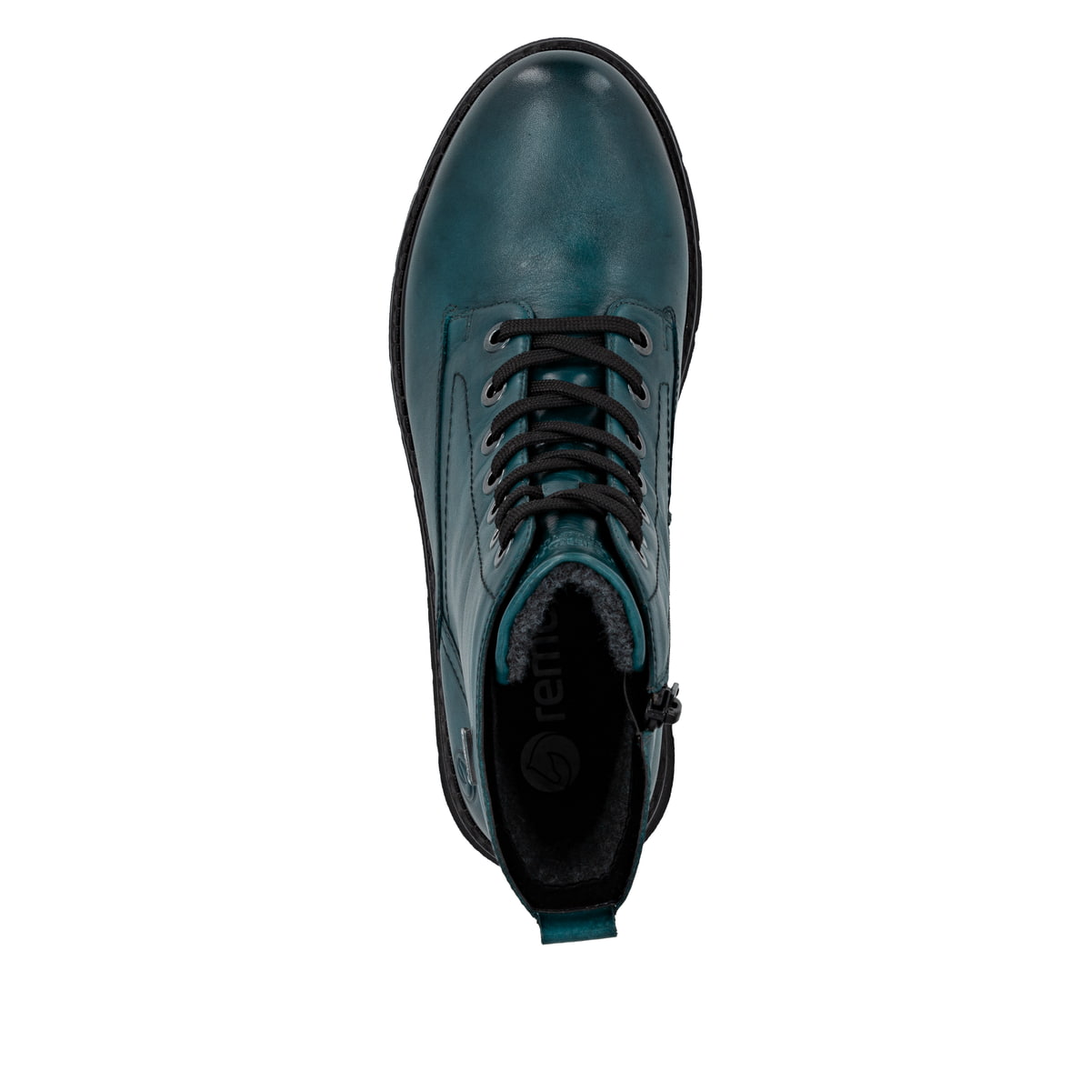 Blaue remonte Damen Schnürstiefel D3979-12 mit wasserabweisender TEX-Membran. Schuh von oben.