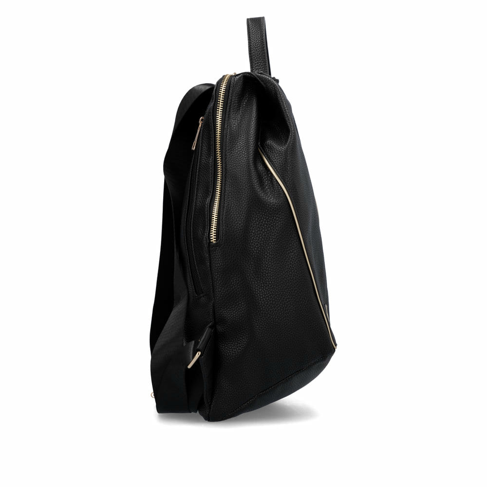 remonte Damen Rucksack Q0527-00 in Mattschwarz aus Textil mit Reißverschluss. Rucksack getragen.