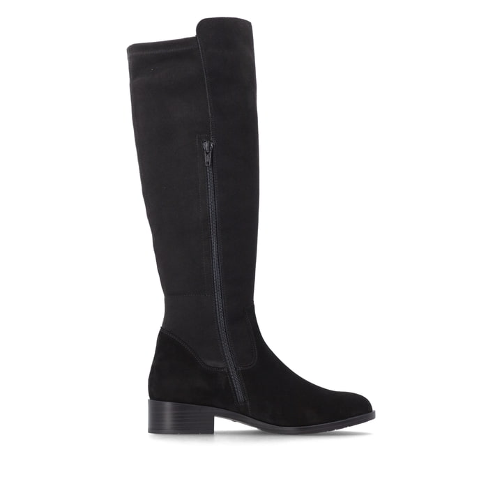 Bottes cuissardes remonte noires femmes D3U70-00 avec fermeture éclair. Côté intérieur de la chaussure.