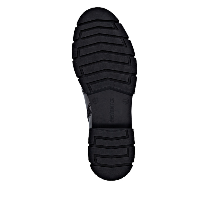Schwarze remonte Damen Schnürstiefel D2S73-00 mit wasserabweisender TEX-Membran. Schuh Laufsohle.