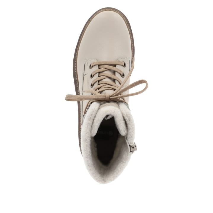 
Hellbeige remonte Damen Schnürstiefel D0C77-60 mit einer griffigen Glass-Fibre Sohle. Schuh von oben