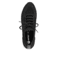 Schwarze remonte Damen Slipper D1G12-00 mit einem Gummizug. Schuh von oben.