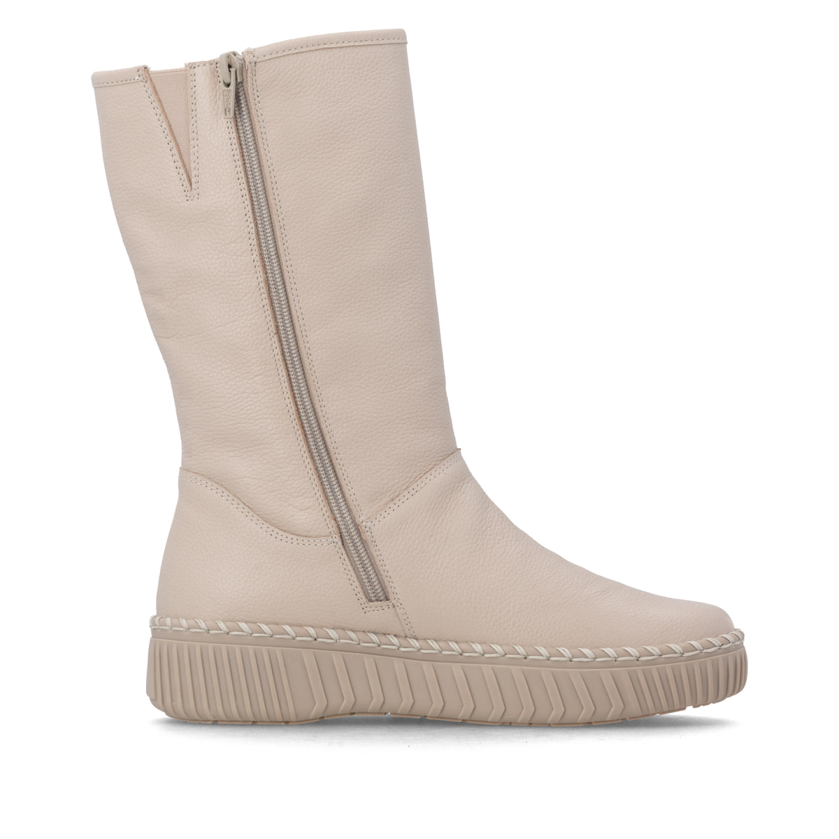 Beige remonte Hochschaftstiefel D4A71-60 mit wasserabweisender TEX-Membran. Schuh Innenseite.