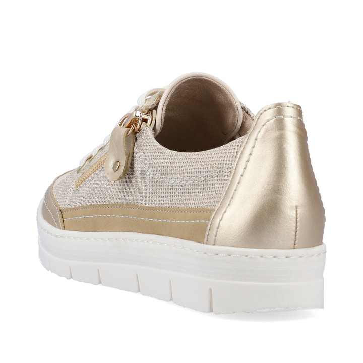 Metallische remonte Damen Sneaker Low D5826-60 mit einem Reißverschluss. Schuh von hinten.