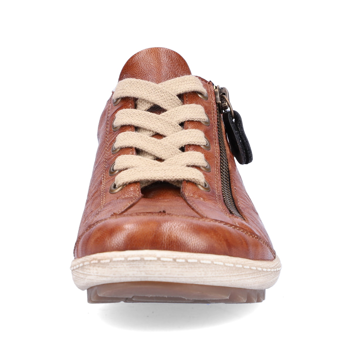 Braune remonte Damen Schnürschuhe R1402-22 mit wasserabweisender TEX-Membran. Schuh von vorne.