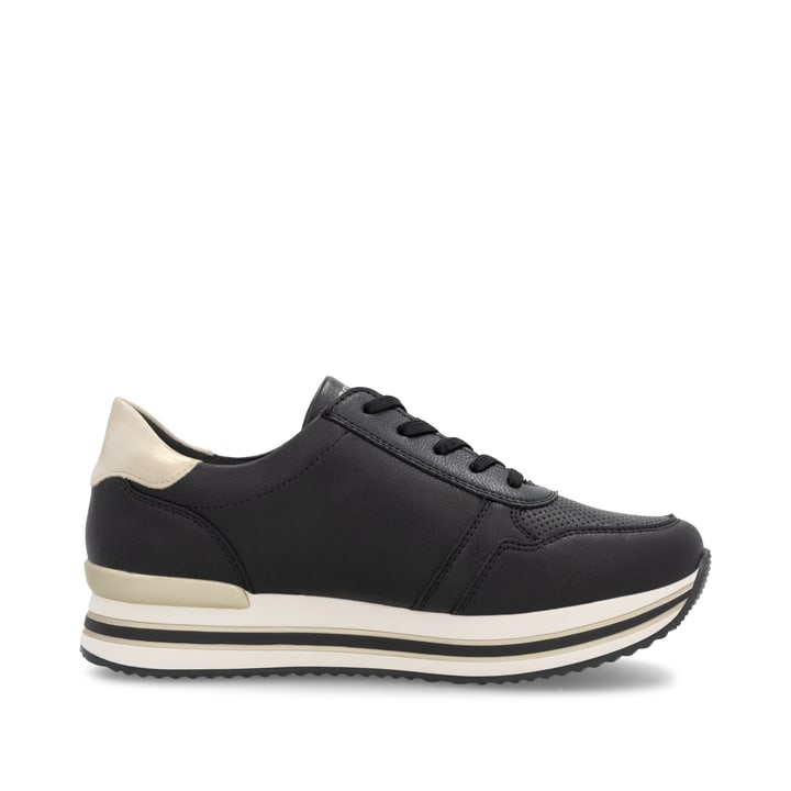 Schwarze remonte Damen Sneaker Low D1327-03 mit einem Reißverschluss. Schuh Innenseite.