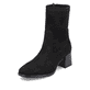 
Mitternachtsschwarze remonte Damen Stiefeletten D0V70-01 mit einer Profilsohle. Schuh seitlich schräg