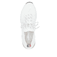 Weiße remonte Damen Slipper D2H04-80 mit einem Gummizug sowie der Extraweite H. Schuh von oben.
