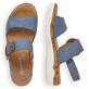 Blaue remonte Riemchensandalen R6853-14 mit einem Klettverschluss. Schuh von oben, liegend.