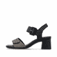 Schwarze remonte Riemchensandaletten D1K51-04 mit einem Klettverschluss. Schuh Außenseite.
