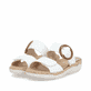 Mules remonte blanches pour femme R6858-80 avec boucle tendance. Chaussures inclinées sur le côté.