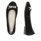 Schwarze remonte Ballerinas D0K10-02 mit einer herausnehmbaren Einlegesohle. Schuh von oben, liegend.