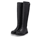 
Tiefschwarze remonte Damen Hochschaftstiefel D3975-01 mit einer leichten Profilsohle. Schuhpaar schräg.