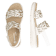Weiße vegane remonte Riemchensandalen D2K52-80 mit einem Klettverschluss. Schuh von oben, liegend.