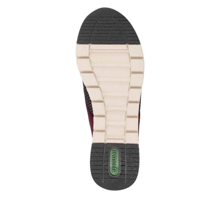 Weinrote remonte Damen Sneaker R6714-30 mit Reißverschluss sowie Komfortweite G. Schuh Laufsohle.