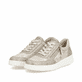 Goldene vegane remonte Damen Sneaker D2E05-60 mit einem Reißverschluss. Schuhpaar seitlich schräg.