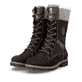 Dunkelbraune remonte Hochschaftstiefel D8474-25. Schuhpaar seitlich schräg.