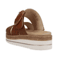 Braune remonte Damen Pantoletten D0Q51-24 mit einem Klettverschluss. Schuh von hinten.