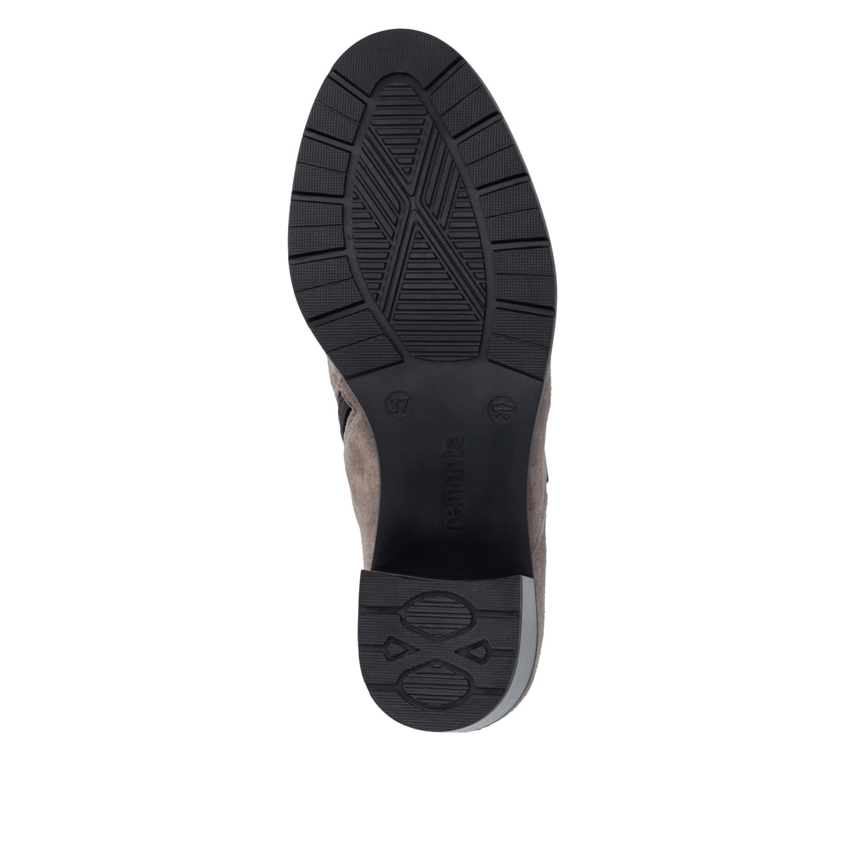 Graue remonte Damen Schnürstiefel D2A80-42 mit einem Reißverschluss. Schuh Laufsohle.