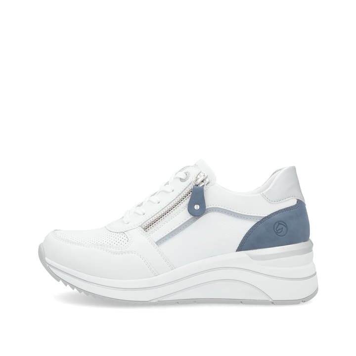 Weiße remonte Damen Sneaker Low D0T10-81 mit Reißverschluss sowie Extraweite H. Schuh Außenseite.