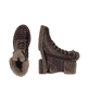 Dunkelbraune remonte Damen Schnürstiefel D0B74-25. Schuh von oben, liegend.