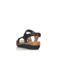 Schwarze remonte Riemchensandalen R6850-01 mit einem Klettverschluss. Schuh von hinten.