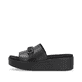 Mitternachtsschwarze remonte Damen Pantoletten D1N51-00 mit stylischer Kette. Schuh Außenseite.