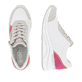 Graue vegane remonte Damen Sneaker D0T01-81 mit einem Reißverschluss. Schuh von oben, liegend.