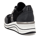 Baskets basses remonte noires pour femme D0T09-04 avec imprimé léopard. Chaussure vue de dessus.