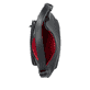 Sac bandoulière remonte Q0725-00 en noir avec un compartiment principal spacieux, fermeture éclair et deux poches extérieures. Ouvert.