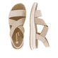 Rosane remonte Riemchensandalen D1J50-31 mit Gummizug sowie weicher Einlegesohle. Schuh von oben, liegend.
