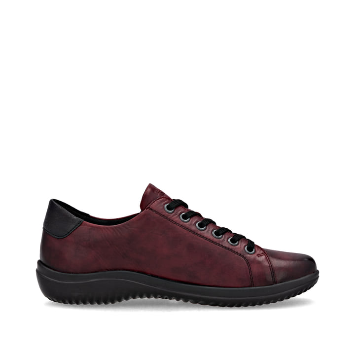 Weinrote remonte Damen Schnürschuhe D1E03-35 mit einem Reißverschluss. Schuh Innenseite.