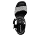 Schwarze remonte Riemchensandaletten D1K51-03 mit einem Klettverschluss. Schuh von oben.