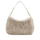 remonte Handtasche Q0721-60 in Beige mit kurzem und langem Riemen, rotem Innenfutter und Reißverschluss am Hauptfach. Rückseite.