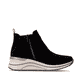 Chelsea Boots remonte noires D0T75-05 avec fermeture éclair. Côté intérieur de la chaussure.