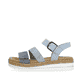 Blaue vegane remonte Riemchensandalen D0Q55-12 mit einem Klettverschluss. Schuh Außenseite.