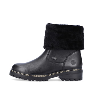 
Nachtschwarze remonte Damen Kurzstiefel D0B71-01 mit Reißverschluss sowie Glass-Fibre. Schuh Außenseite