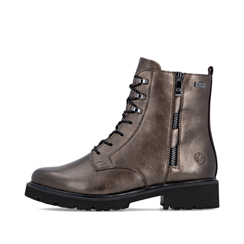 Metallische remonte Damen Schnürstiefel D8656-90. Schuh Außenseite.
