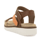 Braune remonte Riemchensandalen D2050-25 mit einem Klettverschluss. Schuh von hinten.