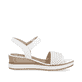 Weiße remonte Keilsandaletten D6465-80 mit einem Klettverschluss. Schuh Innenseite.