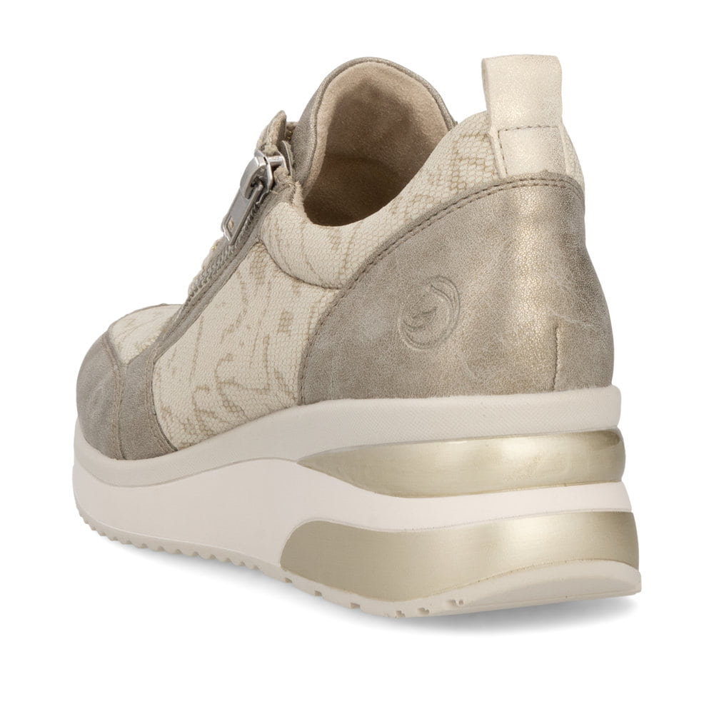 Baskets basses remonte métalliques pour femme D2401-61. Chaussure vue de l'arrière.