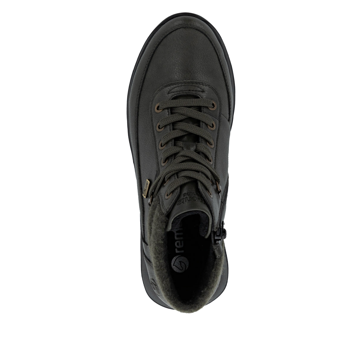 Grüne remonte Damen Kurzstiefel D2V71-52 mit wasserabweisender TEX-Membran. Schuh von oben.