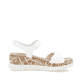 Weiße remonte Keilsandaletten D2P52-80 mit einem Klettverschluss. Schuh Innenseite.