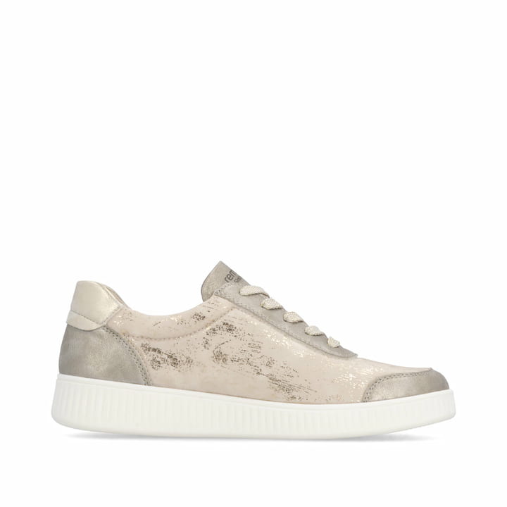 Goldene vegane remonte Damen Sneaker D2E05-60 mit einem Reißverschluss. Schuh Innenseite.