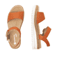Orangene remonte Riemchensandalen D0Q52-39 mit einem Klettverschluss. Schuh von oben, liegend.