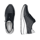 Blaue remonte Damen Sneaker Low D0T04-14 mit Reißverschluss sowie Extraweite H. Schuh von oben, liegend.