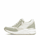 Grünweiße vegane remonte Damen Sneaker D0T01-82 mit einem Reißverschluss. Schuh Außenseite.